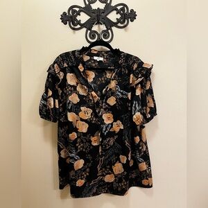 Entro Abstract Black and Brown Blouse